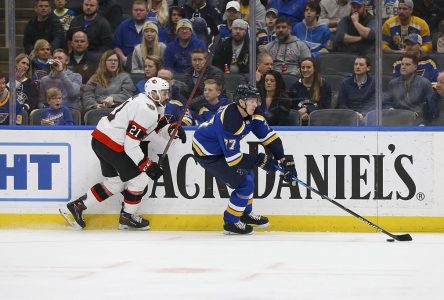 Les Sénateurs d’Ottawa renouent avec la victoire à St. Louis, 4-1