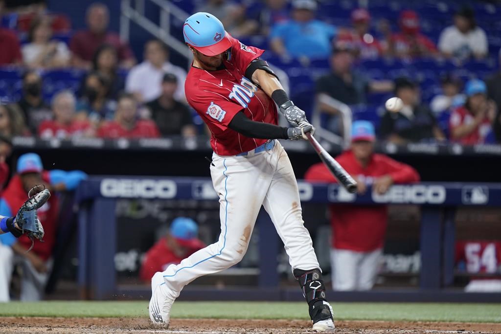 Un premier circuit dans le baseball majeur pour Charles Leblanc, des Marlins