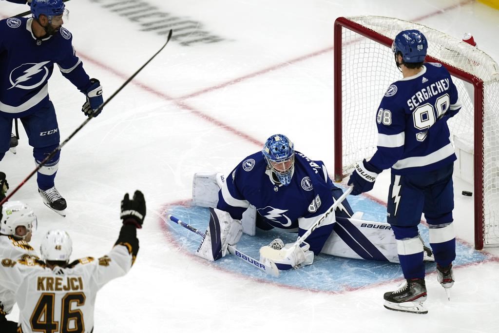 Les Bruins battent le Lightning à domicile et améliorent leur record de la LNH