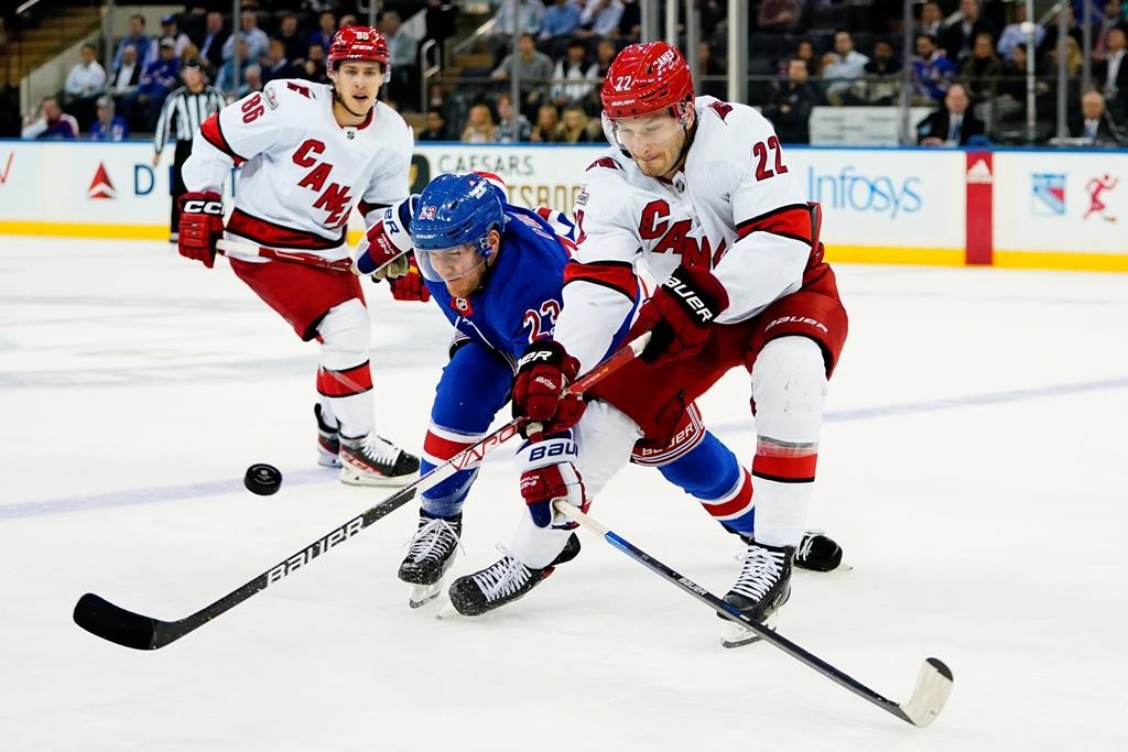 Les Rangers viennent de l’arrière et freinent la séquence de victoires des Hurricanes