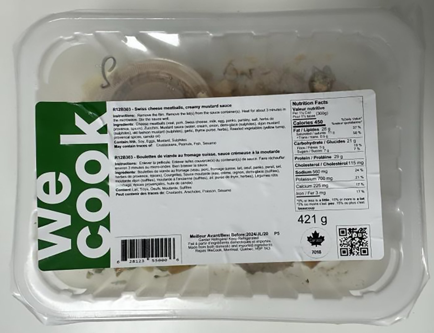 L’ACIA rappelle des boulettes WeCook potentiellement contaminées par la Listeria