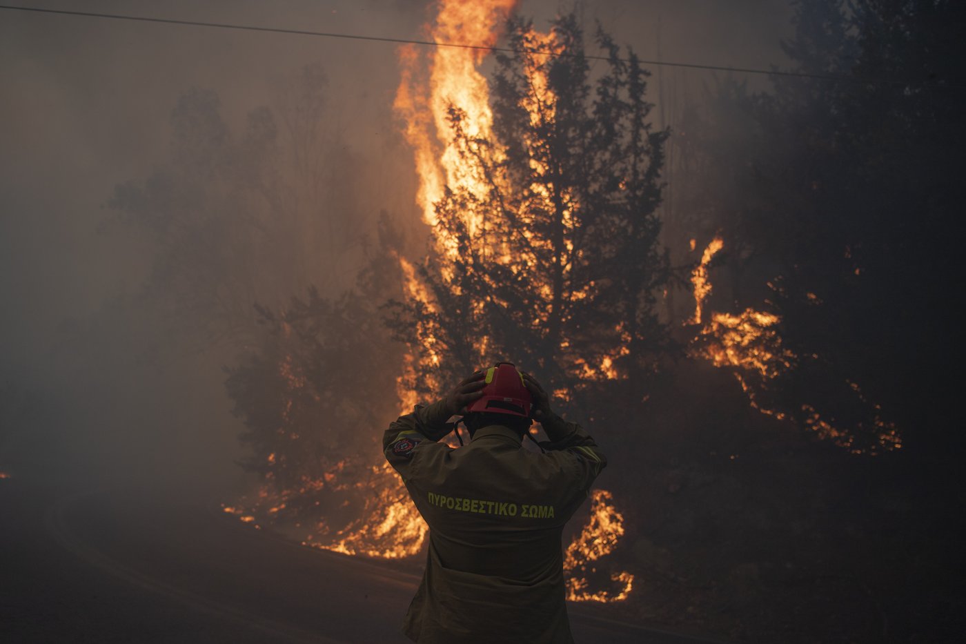 Des centaines de pompiers luttent contre des feux de forêt en Grèce